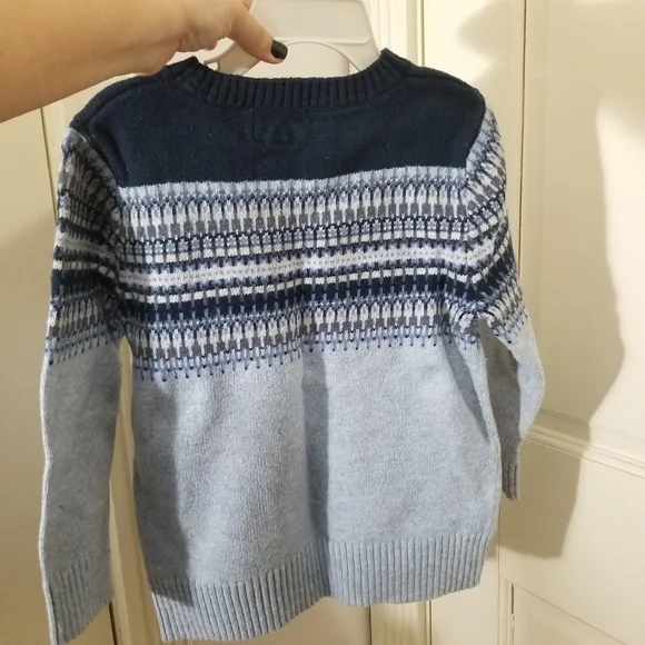 H&M Kids Sweater - Navy Blue geometrical wool blend boys size 4-6 (C8) - Picture 3 of 7